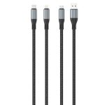Ezra 3in1 Black Braided 2.4A 1Meter Data Cable