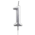 Casey 10cm Silver Numerical Birthday Candle Nr1