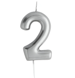 Casey 10cm Silver Numerical Birthday Candle Nr.2