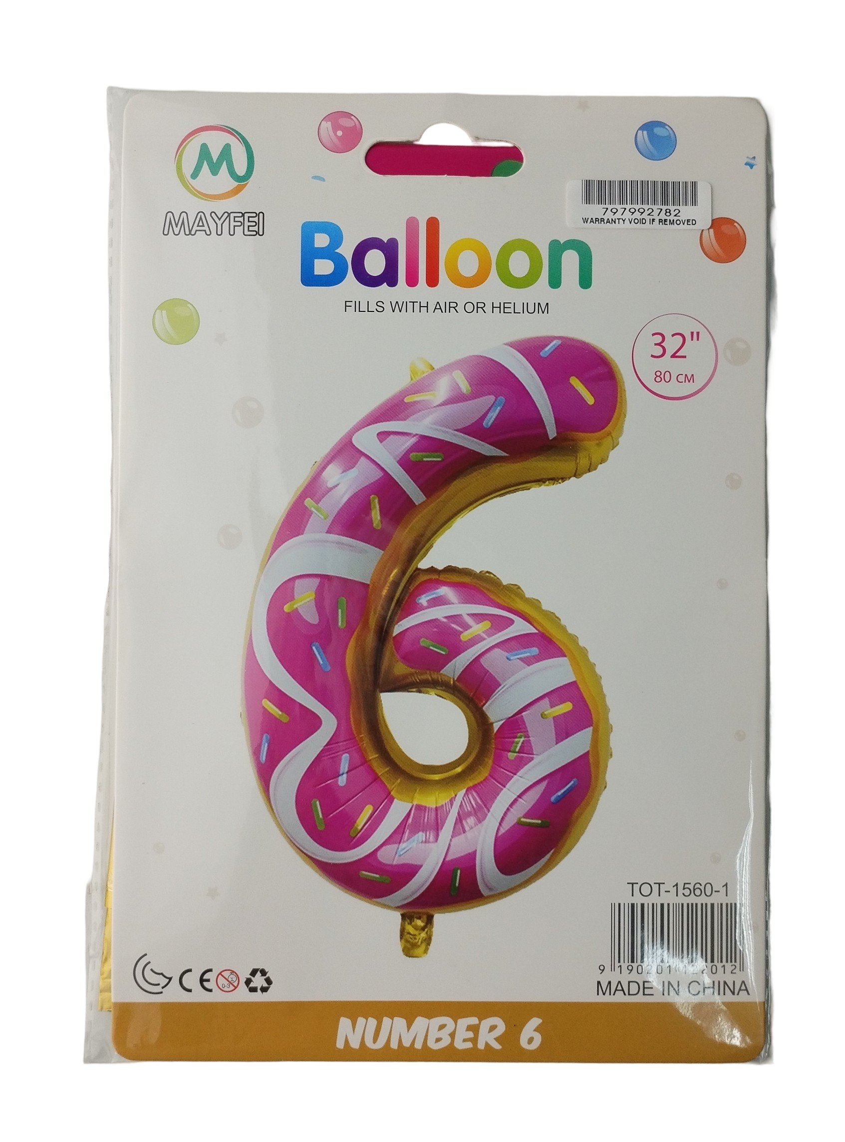 1204202669dbd0fb906c6.jpeg Casey 102cm Donut Balloon Number 6 - Image 1