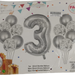 Casey 13pc Silver and White Balloon Set Nr 3