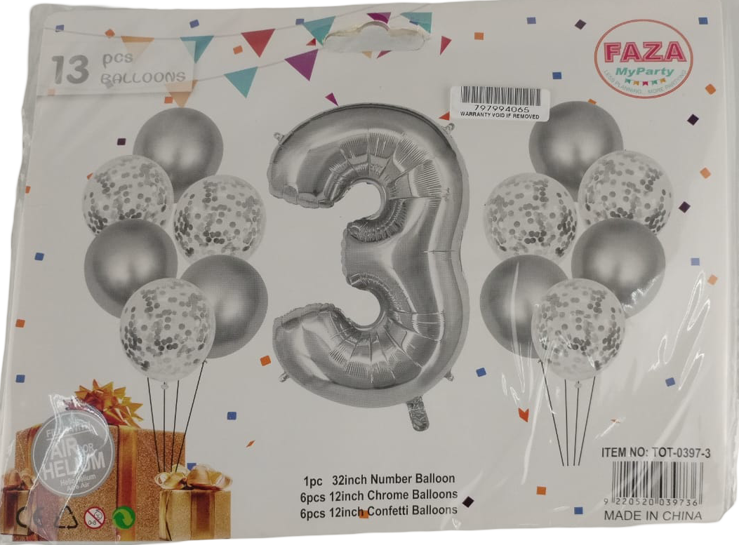 1204202669dbd12fcf415.png Casey 13pc Silver and White Balloon Set Nr 3 - Image 1