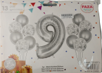Casey 13pc Silver and White Balloon Set Nr 9