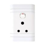 Lesco Single Three-Pin Wall Plug White H100xW50