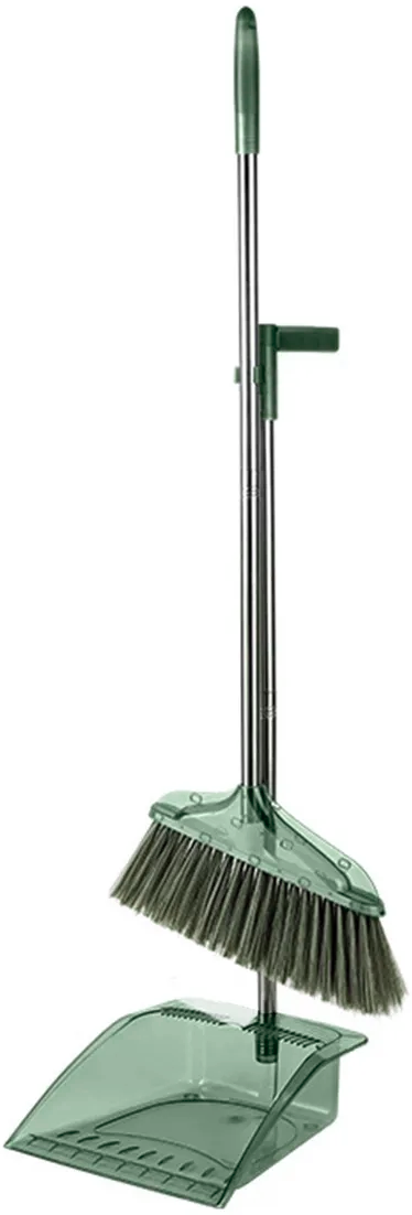 1204202669dbf036012bd.png Casey Long Handle Standing Dustpan And Broom Set Green - Image 1