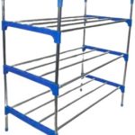 Nordic Blue Wind Cross 3 Tier 12 Shoe Steel Rack