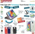 Promate Blue Lucent S5 Bookcover with Touch Screen