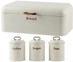 Totally 4-Piece Breadbin and Canister Tin Set Combo White